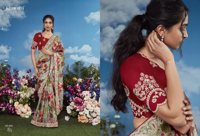 Bagicha By Kimora Brasso Designer Printed Party Wear Sarees Wholesale Shop In Surat